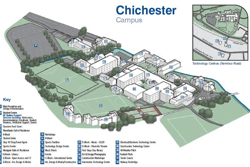 cours anglais chichester college : plan du campus